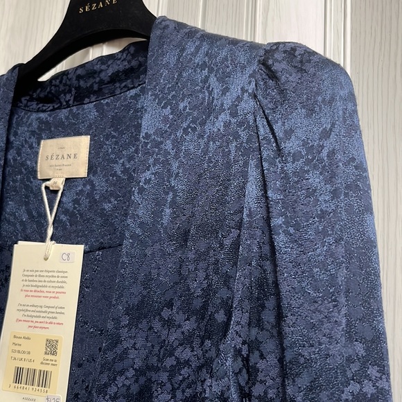 Sezane Abelia Blouse Marine / Navy Blue 36 - Picture 4 of 6